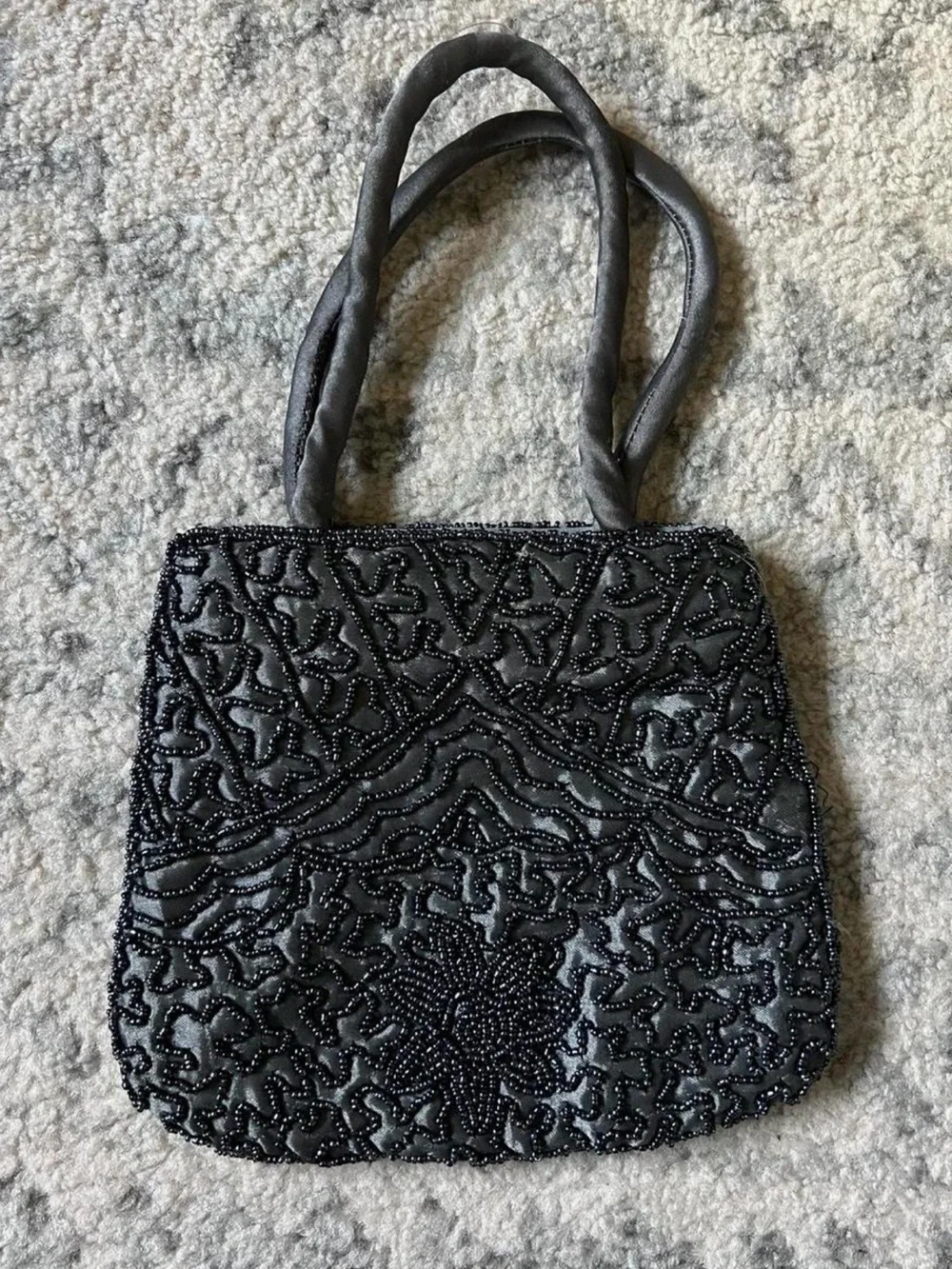 Beaded Grey Mini Purse